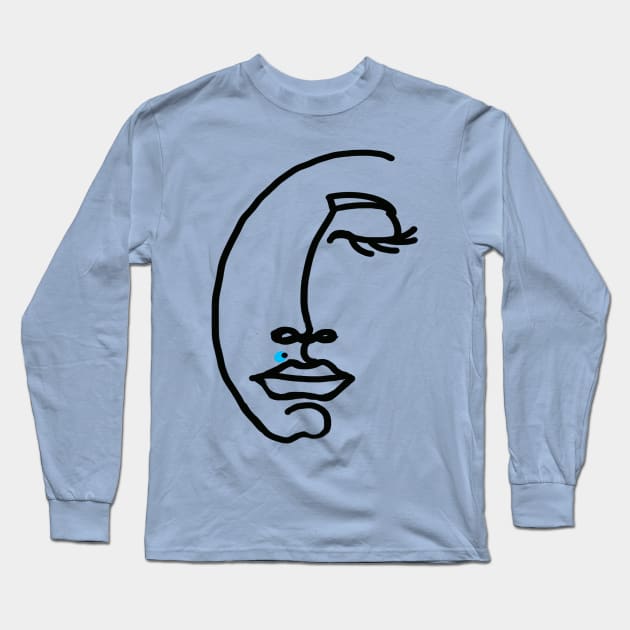 Line drawing sleeping face - a moment of peace Long Sleeve T-Shirt by Artonmytee